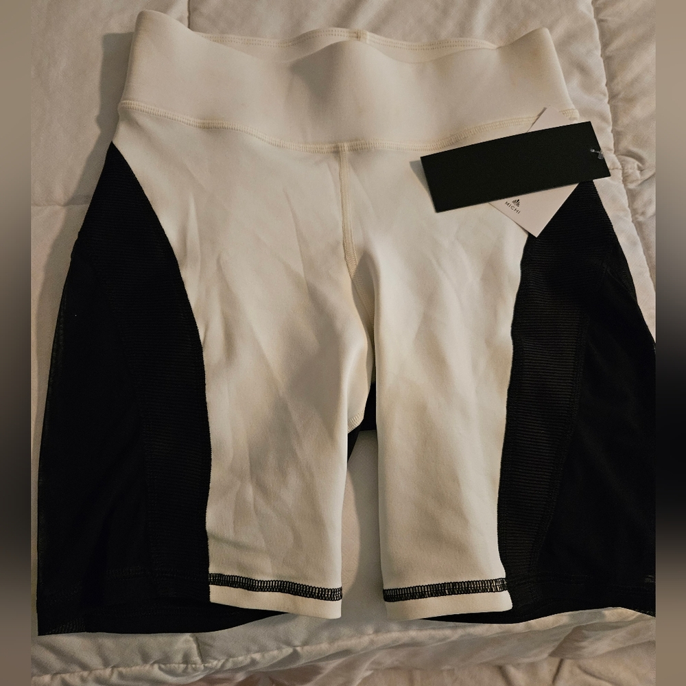 Michi color block black white bike mesh shorts
